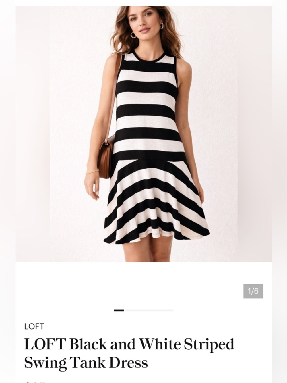 LOFT Black and White Striped Sleeveless Fit-and-Flare Dress